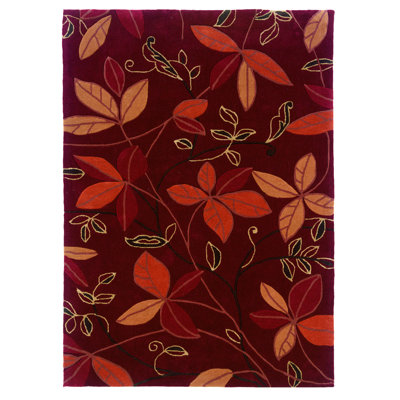 Tapis fait à la main Marisela grenat et orange