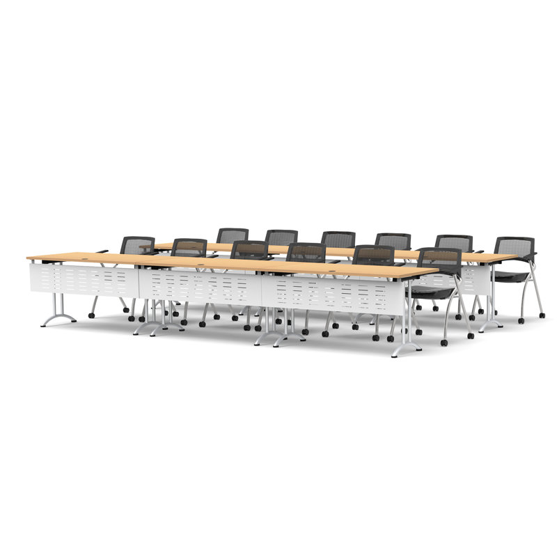 12 Person Training Meeting Seminar Tables with Modesty Panels and 12 Chairs Complete Set