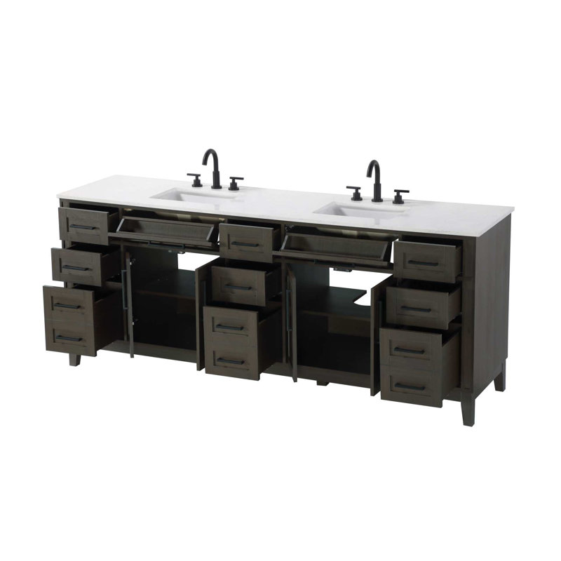 Meuble-lavabo double 84 po brun moka, Brun moka
