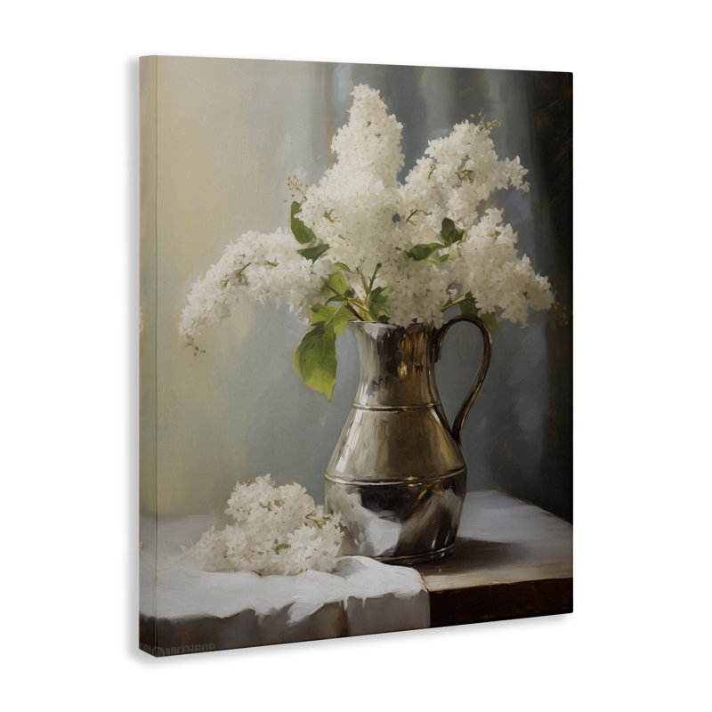 Toile de nature morte avec lilas blancs, design par Arlington Prints, H 20 po x l 16 po