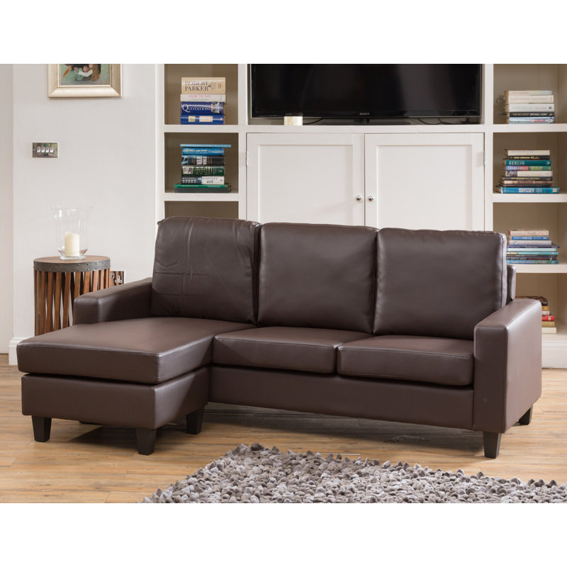 Ishiro 3 Seater Faux Leather Corner Sofa , Brown