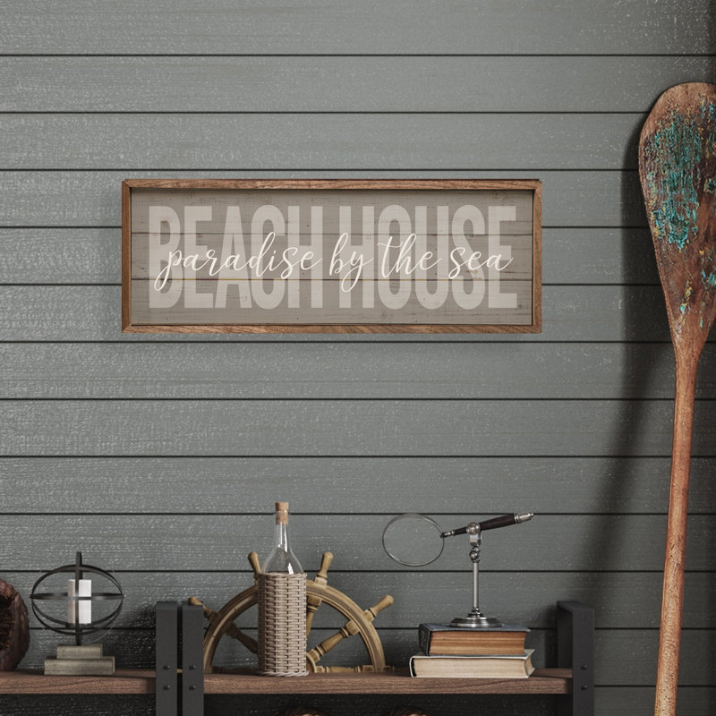 Beach House Paradise By The Sea - gris, H 4 po x l 12 po
