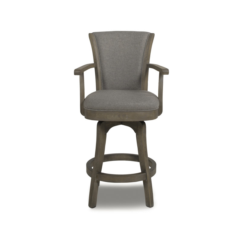 Tabouret de bar pivotant 27 po Williams, lin gris chiné