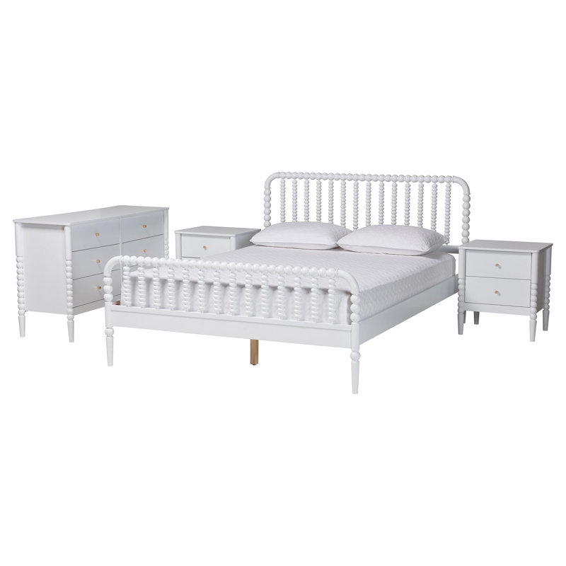 Ensemble de chambre à coucher 4 pièces Lucera, Double, Blanc