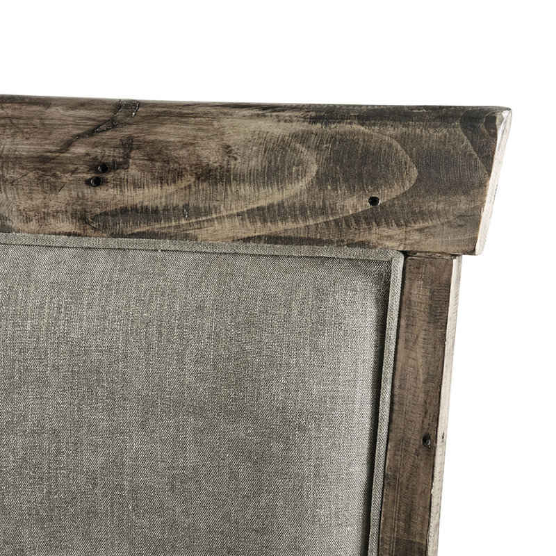 Chaise d'appoint de salle à manger de style rustique pour 2 personnes - structure en bois massif, dossier et siège rembourrés gris (2 pièces), bois, revêtement, attrait naturel