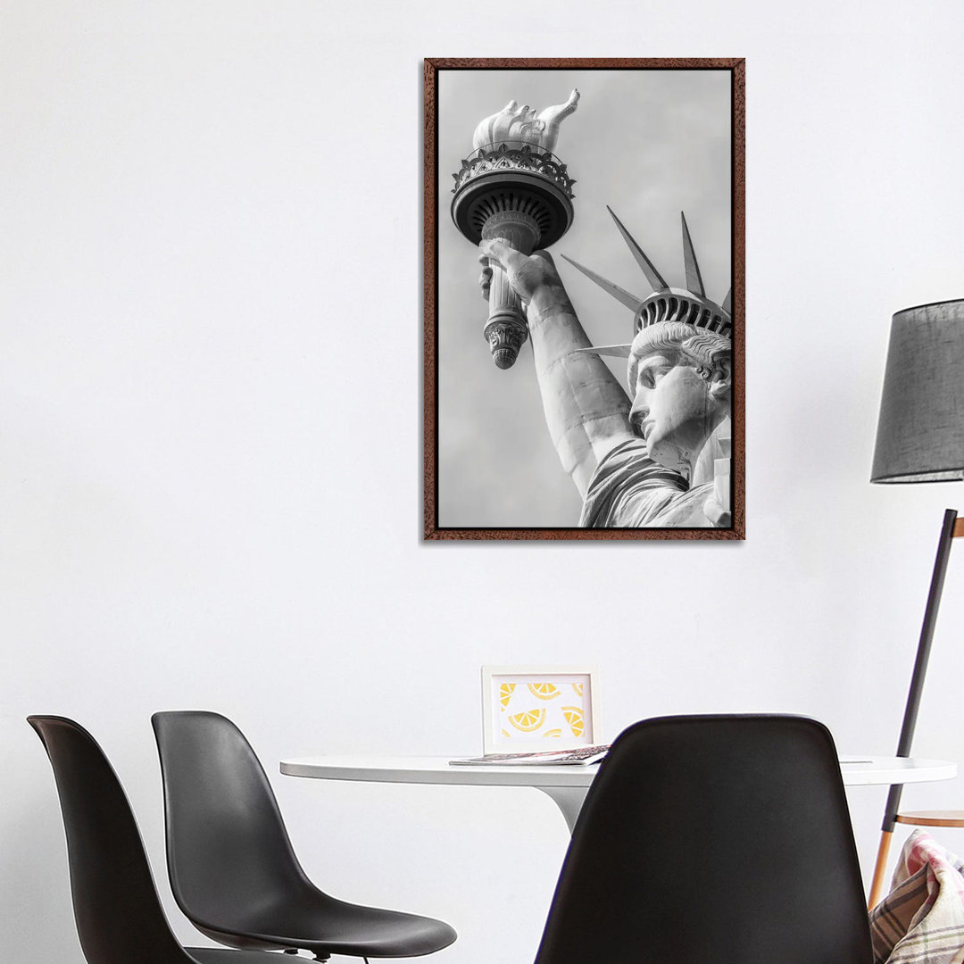 New York City Monochrome Statue Of Liberty by Melanie Viola - Print on Canvas