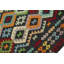 Tapis géométrique noir / rouge / orange en laine tissé à la main de 6 pi 8 po x 9 pi 9 po Kemma