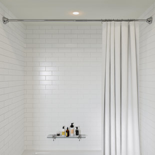 Stick N Lock Stainless Steel Adjustable Straight Tension Shower Curtain Rod