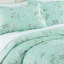 Ensemble de literie Southshore Fine Linens Myosotis Scorpiodes verte, 100 % coton satiné 300 fils, à motif floral, comprenant une housse de couette et deux taies d'oreiller (taille King/California King).-29587546-29587547