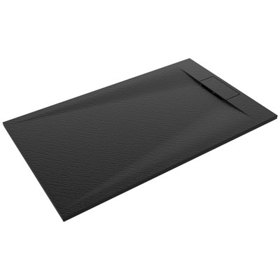 59 in. x 35 in. Barrier-Free Curbless Shower Base in Black with Reversible Drain, Slip-Resistant, and ADA Compliant