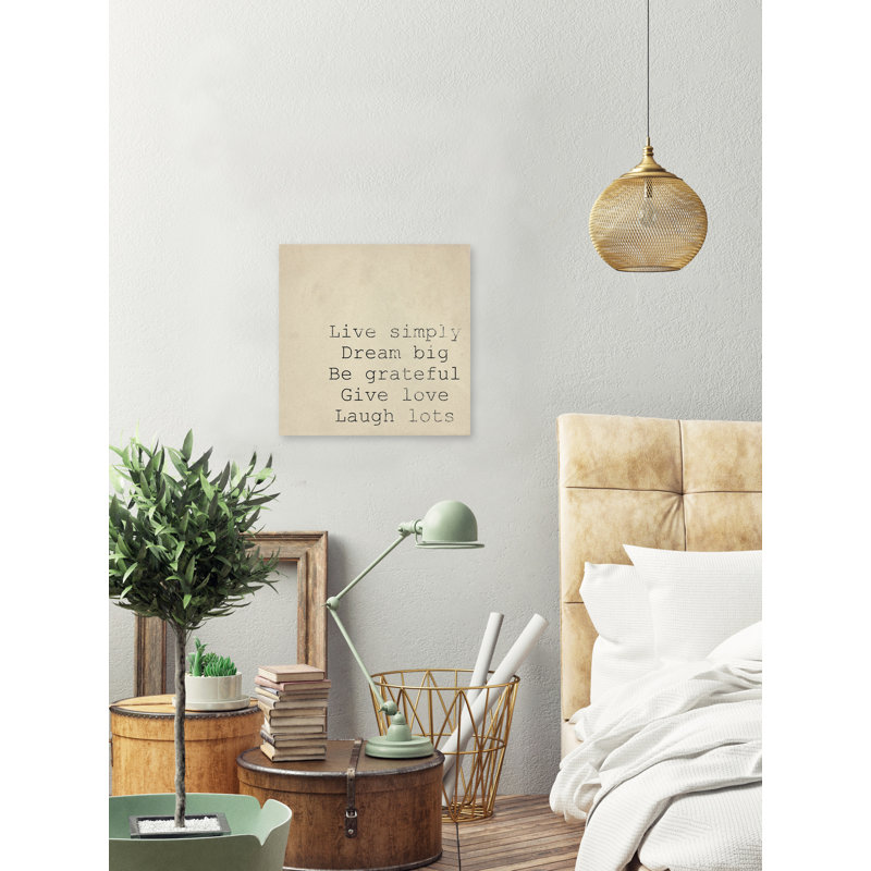 Reproduction d’art sur toile, "Live Simply Dream Big IV", H 32 po x l 32 po x P 1,5 po
