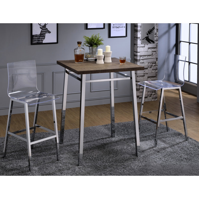 Table en chêne - Base, plateau rectangulaire brun moyen avec surface lisse, pieds carrés blancs pour les petits espaces