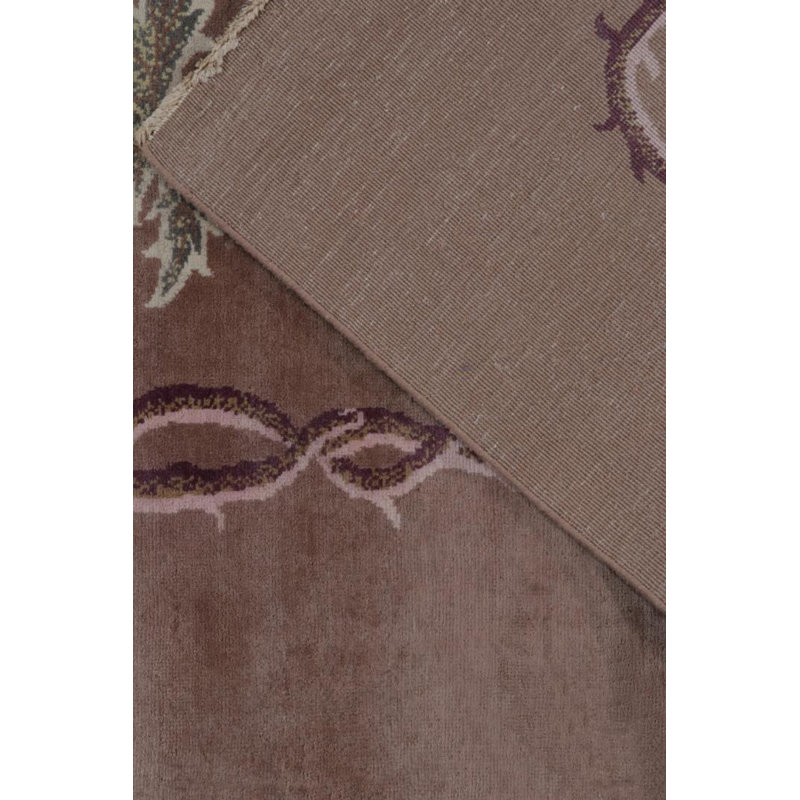 Rug & Kilim’S Chinese Art Deco Rug In Brown, Bordeaux & Blue Florals, Rectangle 10' x 14'