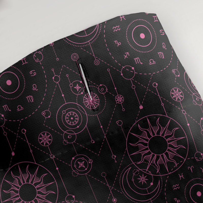 Rideau de douche simple astrologie, Noir / Rose