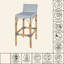 Tabouret de bar à dossier bas en rotin de 30 po de hauteur Estella, blanc-bleu marine-836952-836956
