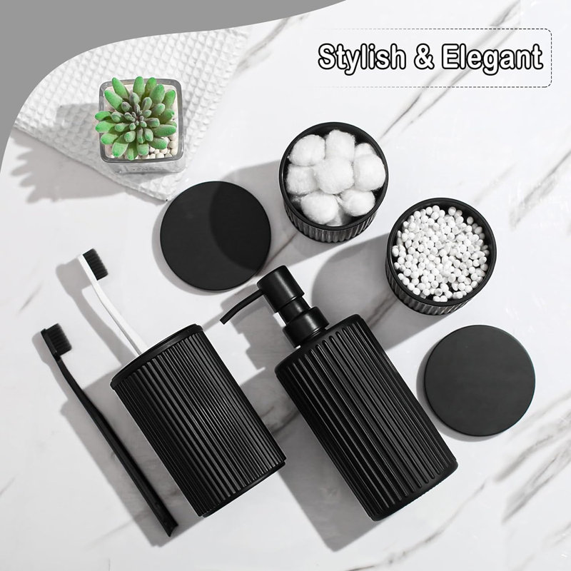 Bathroom Accessories Set, 4 Pcs Glass Bathroom Accessory Set, Soap Dispenser, Toothbrush Holder,Holder Set, Bathroom Sets Complete, Bathroom Sink Set For Modern Home Decor