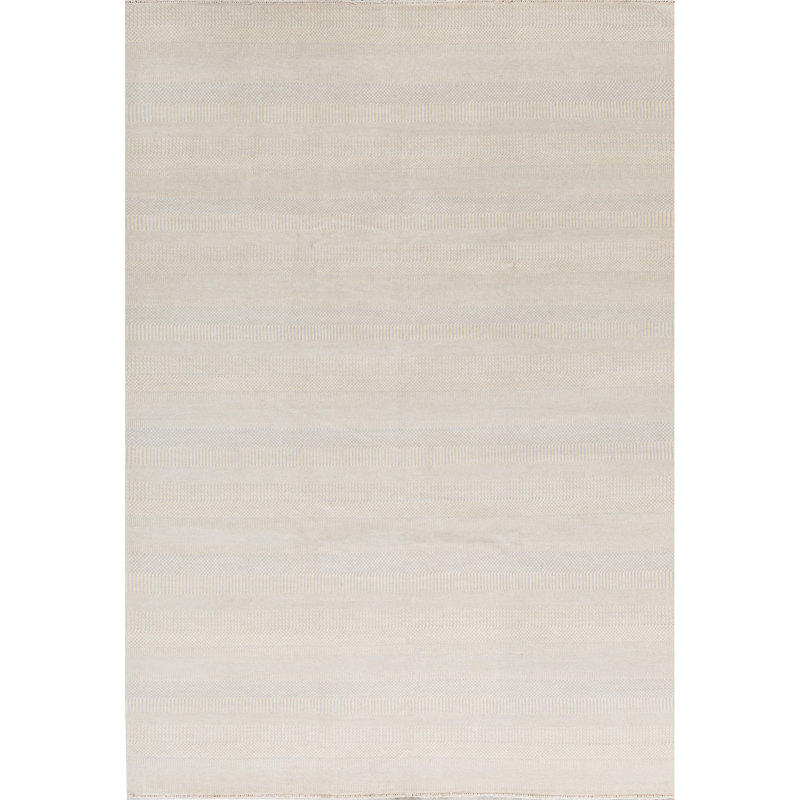 Tapis crème et bleu clair noué à la main de haute qualité