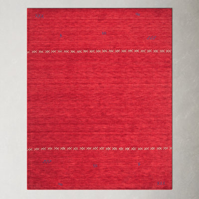 Santiago Red Handmade Wool Geometric Rug