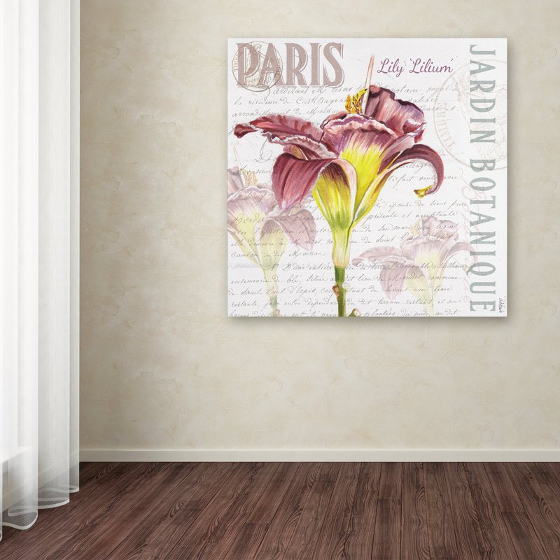 Paris Botanique Burgundy and Yellow Lily Canvas Art