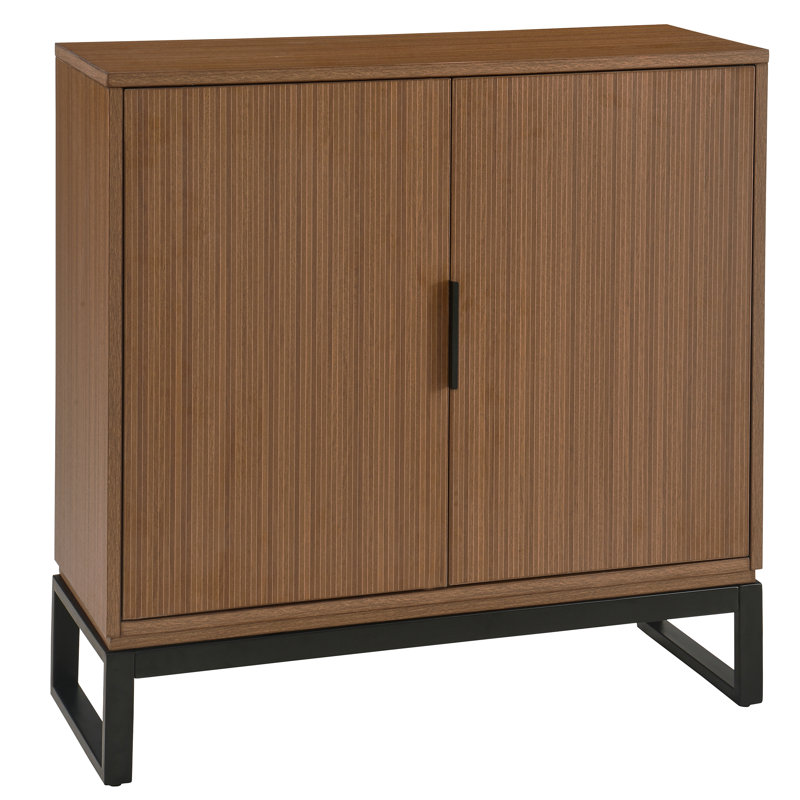 Narrow Wood Entryway Console Table With 2-Door Cabinet Storage, Brown