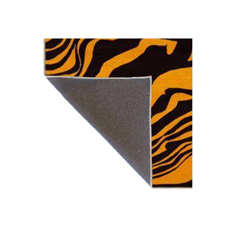 Tapis orange lavable à motif ondulé à rayures orange, Sous-tapis rectangulaire 2 pi 6 po x 4 pi 11 po