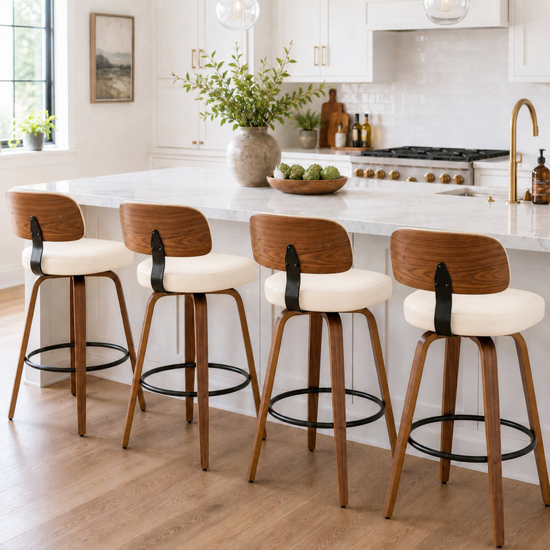 Tabouret de bar Oundle Mid-Century, Brown, Bar Stool (30" Seat Height)