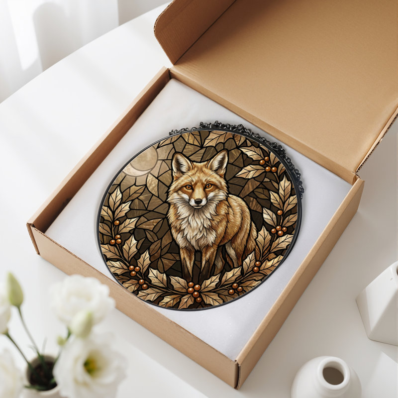 Panneau de vitrail à feuilles de renard 12 "H 12", H 12 po x l 12 po