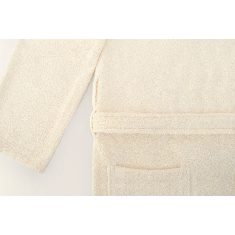 Peignoir 100% coton mi-mollet avec poches, G / TG, Crème