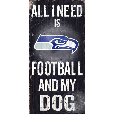 "NFL Football and my Dog", art textuel sur bois