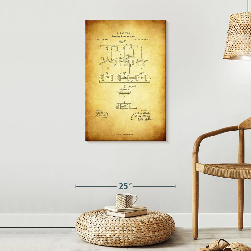 «Brewing Beer and Ale Brevet» sur impression sur toile, H 30 po x l 20 po x P 1,25 po