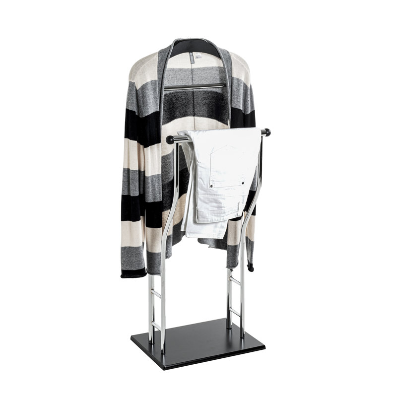 Rochefort Steel Freestanding Valet Stand, Chrome and black varnish