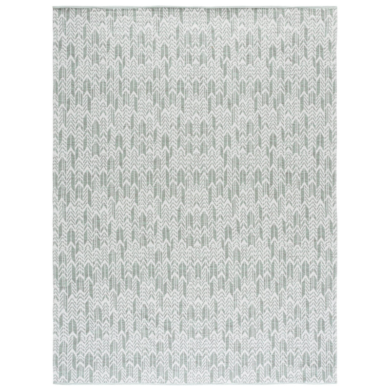 Tapis vert clair / ivoire en coton tissé à plat à la main Legaspi, Rectangle 8 pi x 10 pi