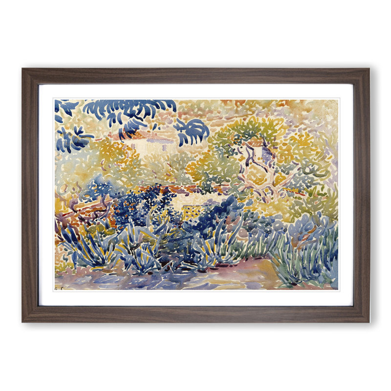 The Artist's Garden by Henri-Edmond Cross - Picture Frame Painting, Walnut, 48cm H x 65cm W x 2cm D