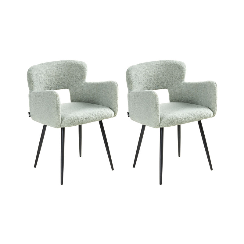 49cm H Polyester Upholstered Upholstered Back Side Chair in Green