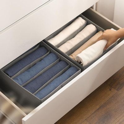 Organisateur de garde-robe en tissu avec 5 compartiments, organisateur de tiroir pliable pour vêtements, jeans, t-shirts et chandails, solution de rangement pour garde-robe peu encombrante
