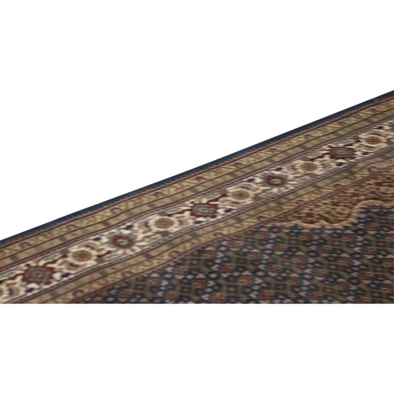 Hand Knotted Area Rug in Dark Blue And Cream