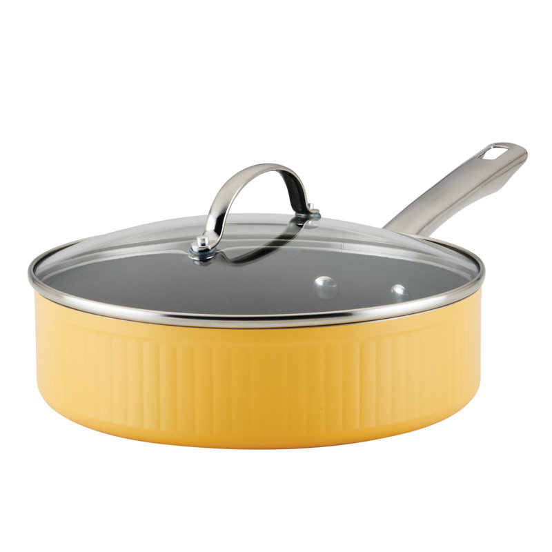 Farberware Style Nonstick Cookware Saute Pan with Lid, 3 Quart, Yellow