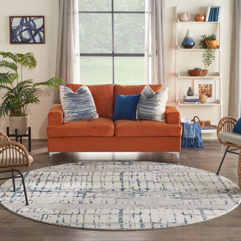Viscose Abstract Indoor Rug, Round 8'