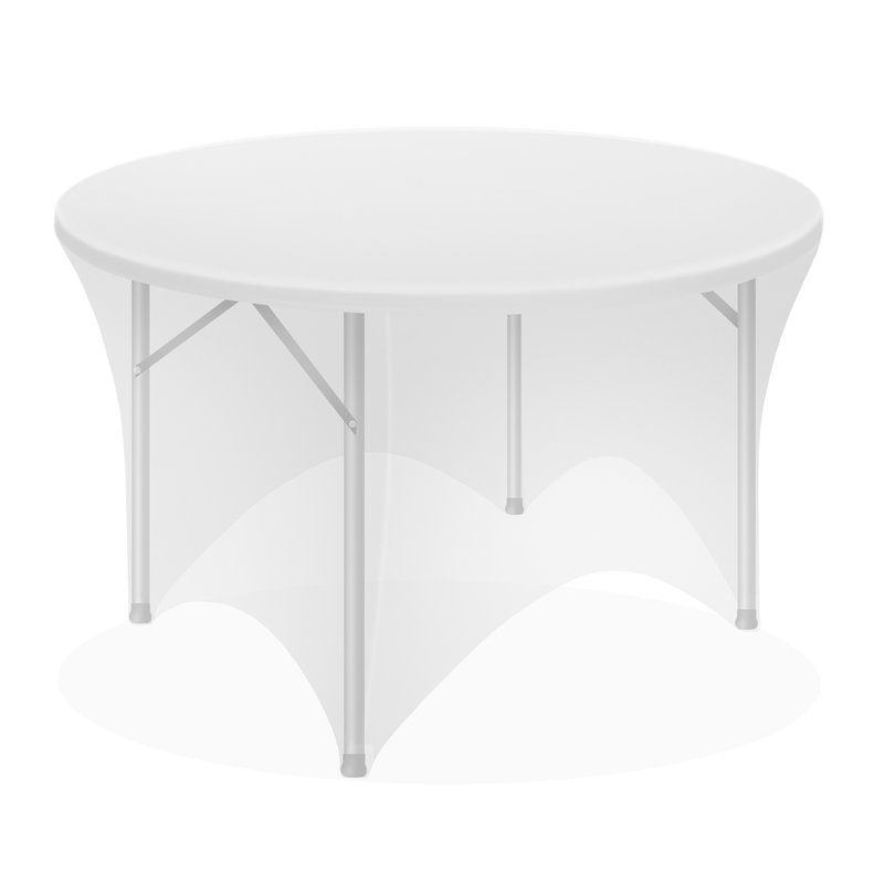 Round Spandex Tablecloth, Stretch Fitted Table Cover, 60" x 60", White