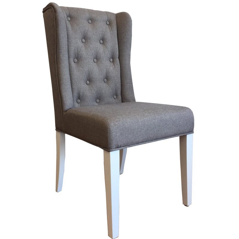Chaise d'appoint rembourrée à oreilles grise