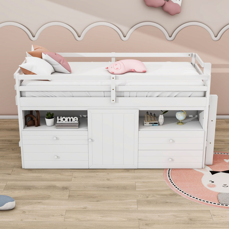 Lit plateforme simple avec 4 tiroirs Janziel par Harriet Bee, Blanc