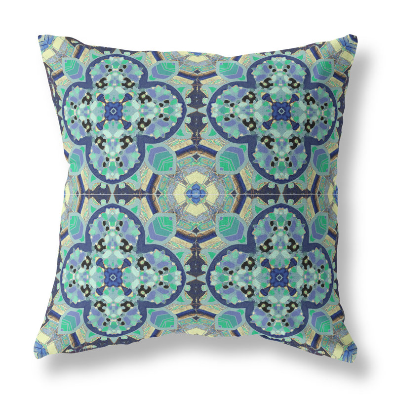 Housse de coussin carré et insert, 16" x 16", Aqua / Indigo