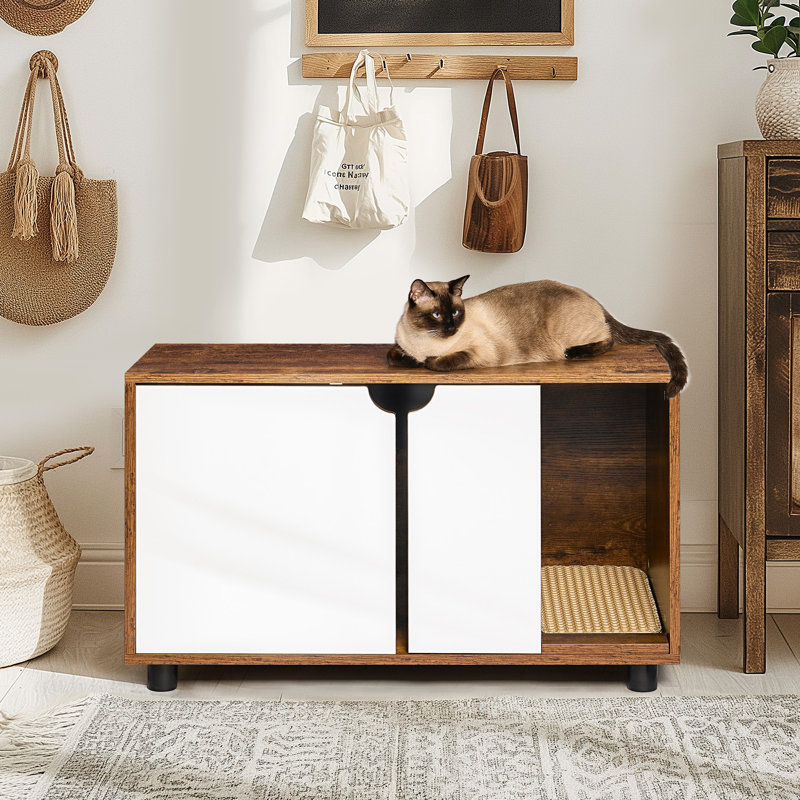 Cat Litter Box Enclosure with Double Doors