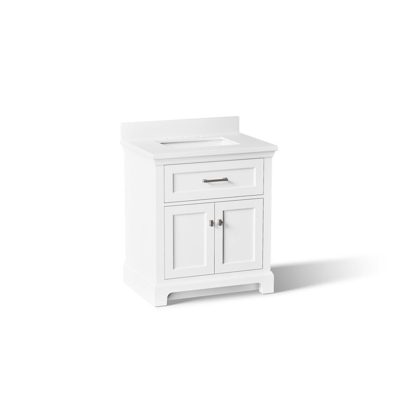 Charlemont 30 In. Bathroom Vanity Cabinet With Sink And Quartz Top, White, Brushed Nickel, 30"