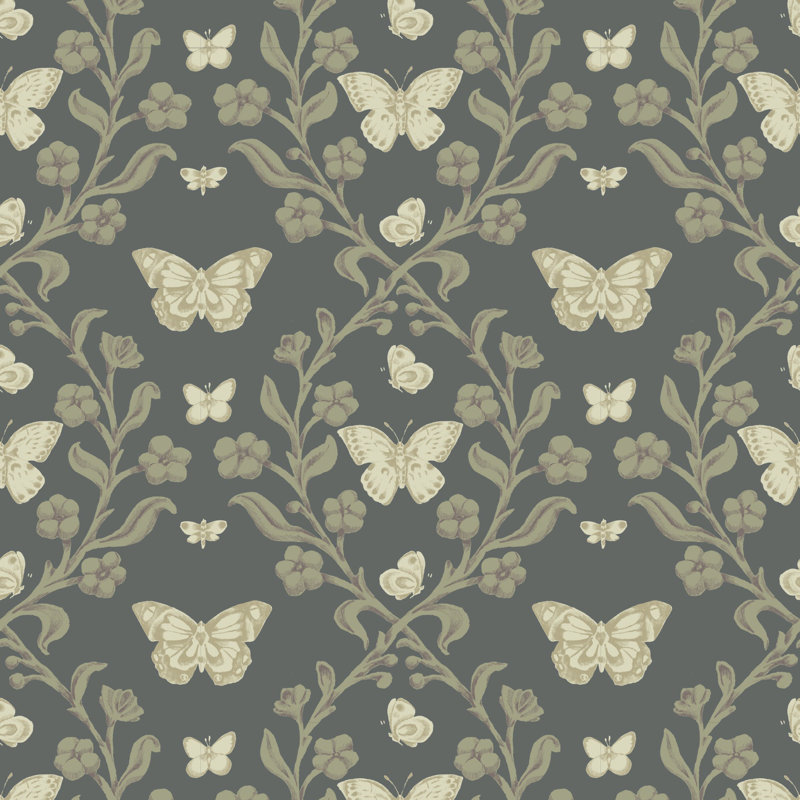 Butterfly Garden - Wallpaper, Dark Forest, Peel & Stick