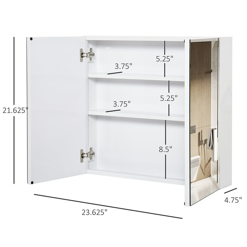 Kleankin Bathroom Mirrored Cabinet