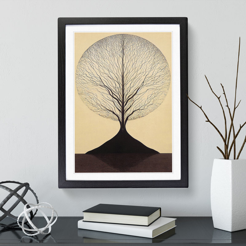 Antique Tree No.4 - Single Picture Frame Print, 64cm H x 46cm W x 2cm D, Black Framed