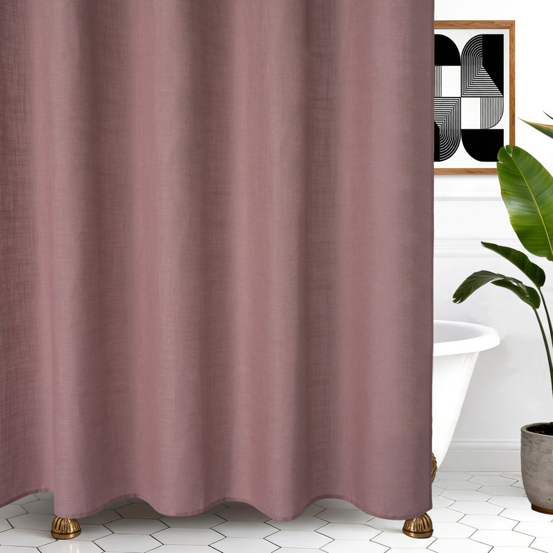 Rideau de douche simple en mélange de lin, Rose poudreux