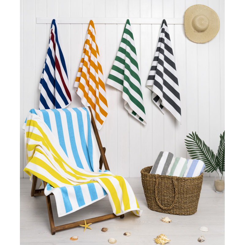 Devontia Cabana Striped Beach Towels, 30x60 inch 4 Piece Oversize Pool Towels, Navy Bordeaux