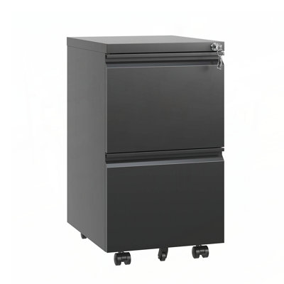 2 Drawer Metal Mobile File Cabinet with Lock, Rolling for Legal Letter A4, Fully Assembled Except Wheels